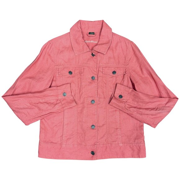 EDDIE BAUER Women's EUC 100% Linen Jacket Coral | Size M - Picture 2 of 9